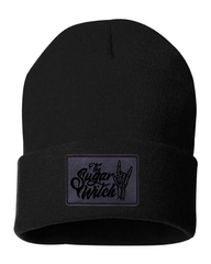 Black Rectangle Leather Patch Toque