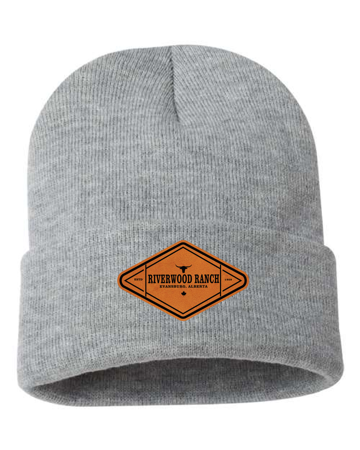 Diamond - Leather Patch 12" Knit Beanie