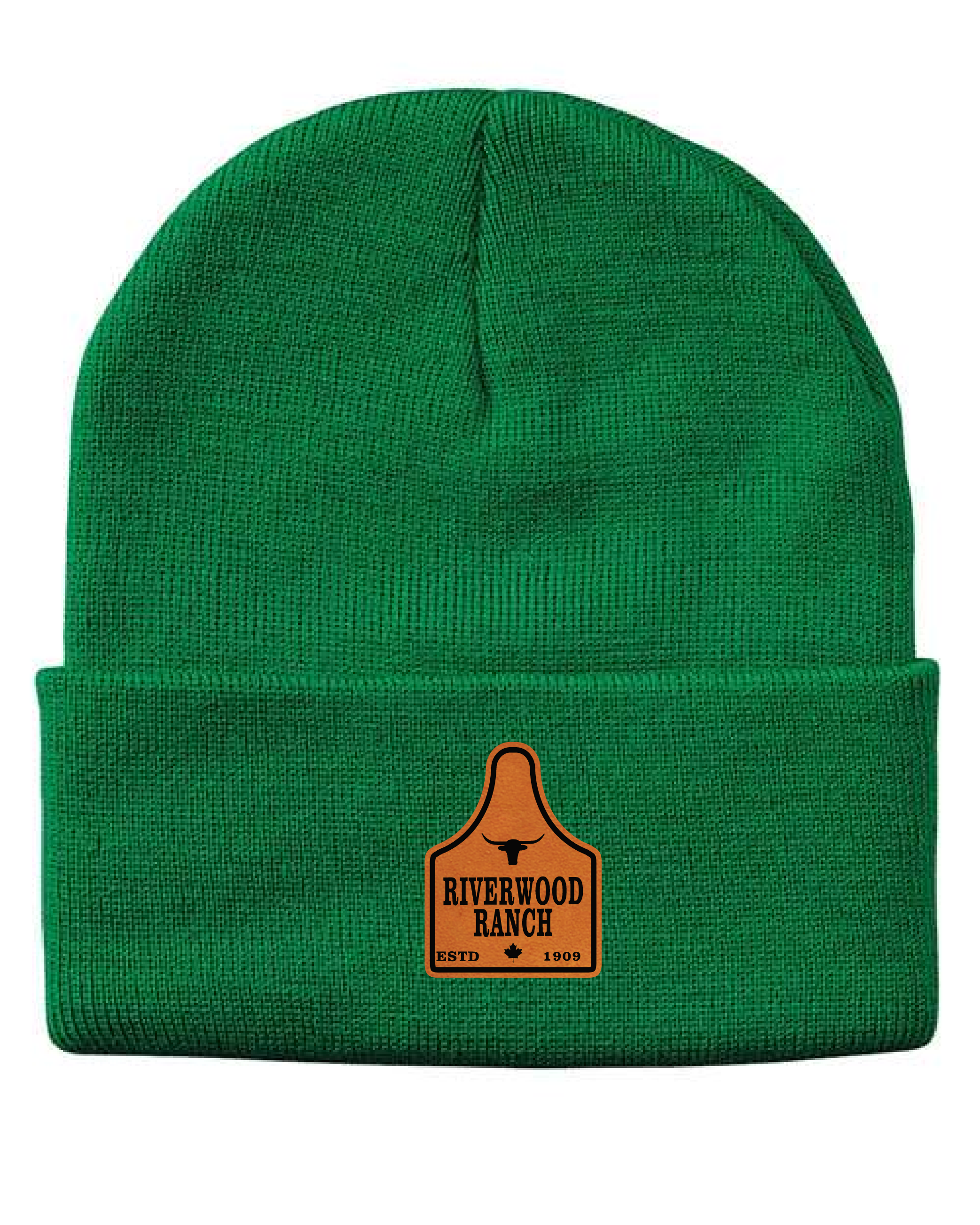 Cattle Tag - Leather Patch 12" Knit Beanie